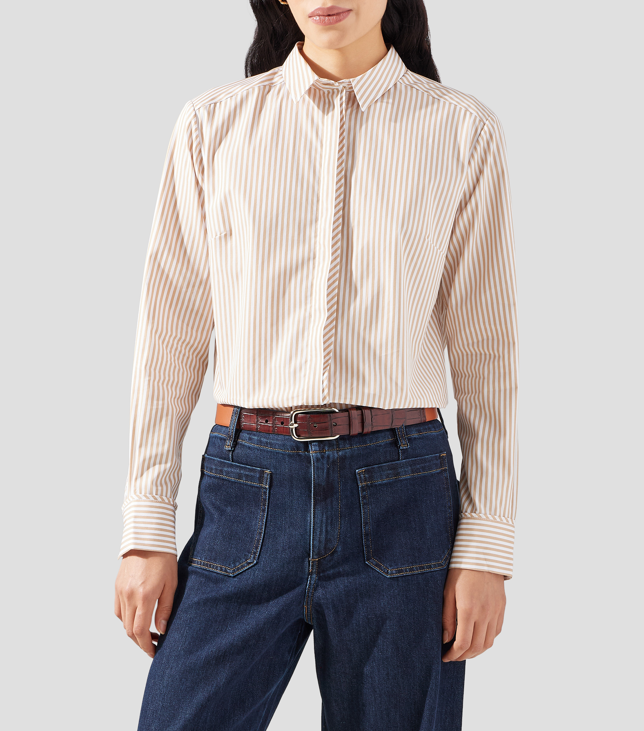 Camisa de rayas manga larga Mujer